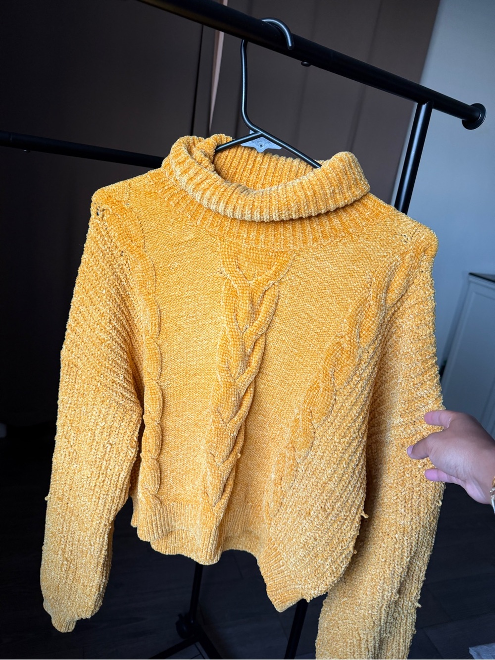 bp Chunky Cable-Knit Turtleneck Sweater in Mustard Yellow